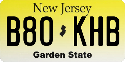 NJ license plate B80KHB