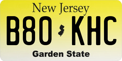 NJ license plate B80KHC