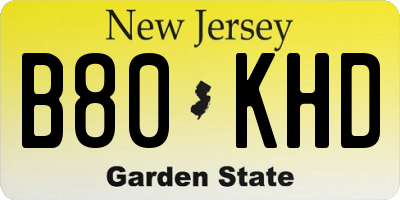 NJ license plate B80KHD
