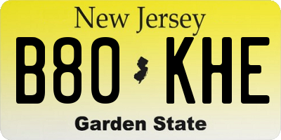 NJ license plate B80KHE