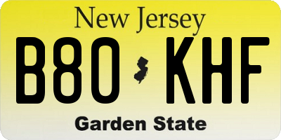 NJ license plate B80KHF