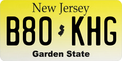NJ license plate B80KHG