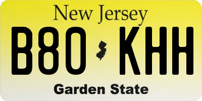 NJ license plate B80KHH