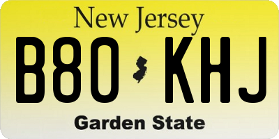 NJ license plate B80KHJ