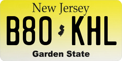 NJ license plate B80KHL