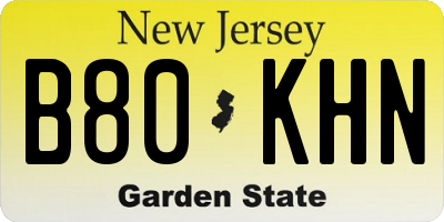 NJ license plate B80KHN