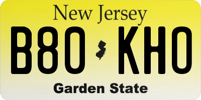 NJ license plate B80KHO