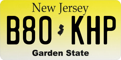 NJ license plate B80KHP