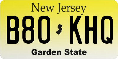 NJ license plate B80KHQ