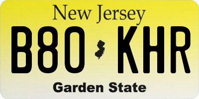 NJ license plate B80KHR