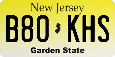 NJ license plate B80KHS
