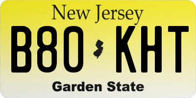 NJ license plate B80KHT