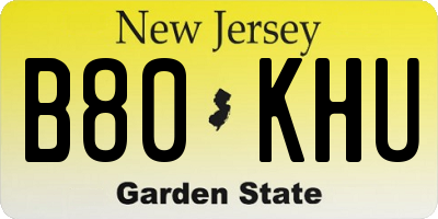 NJ license plate B80KHU