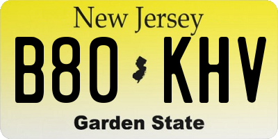 NJ license plate B80KHV