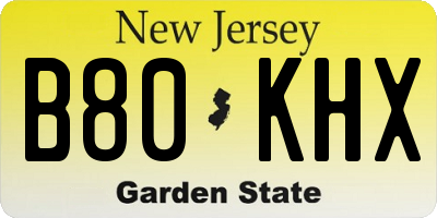 NJ license plate B80KHX