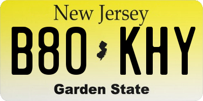 NJ license plate B80KHY