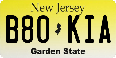 NJ license plate B80KIA