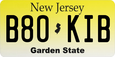 NJ license plate B80KIB