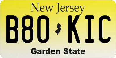 NJ license plate B80KIC