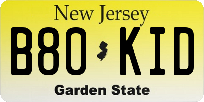 NJ license plate B80KID