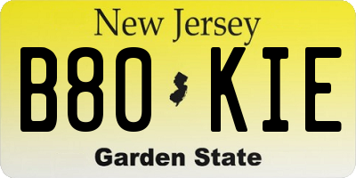 NJ license plate B80KIE