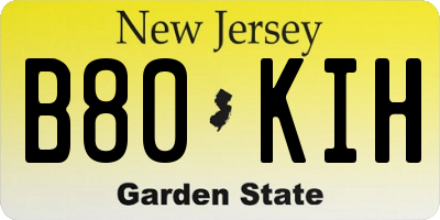 NJ license plate B80KIH