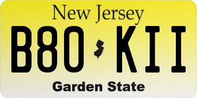 NJ license plate B80KII