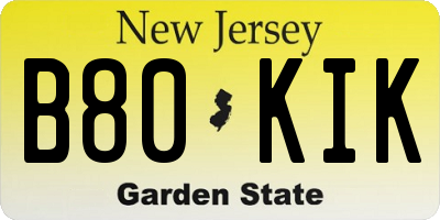 NJ license plate B80KIK