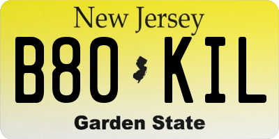 NJ license plate B80KIL