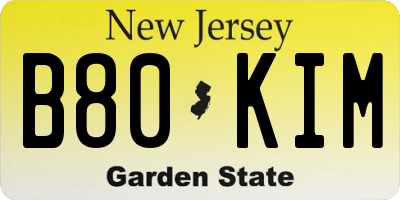 NJ license plate B80KIM