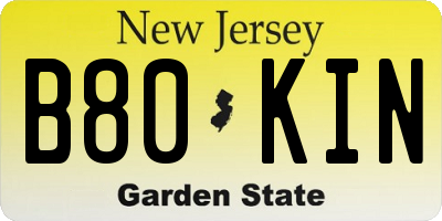 NJ license plate B80KIN