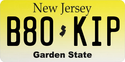 NJ license plate B80KIP