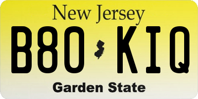 NJ license plate B80KIQ