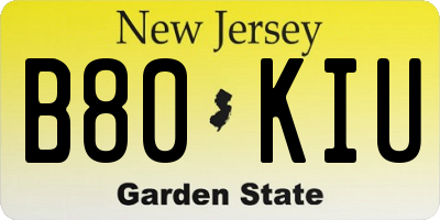 NJ license plate B80KIU
