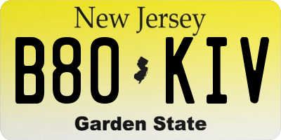 NJ license plate B80KIV
