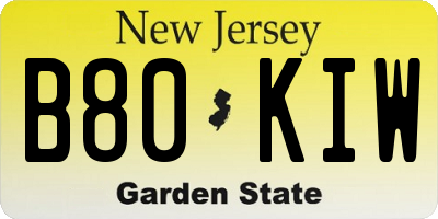 NJ license plate B80KIW
