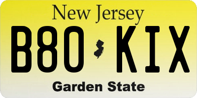 NJ license plate B80KIX