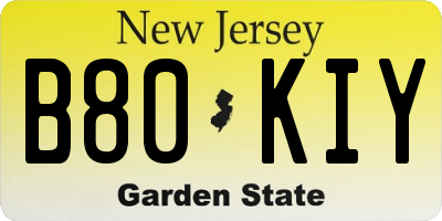NJ license plate B80KIY