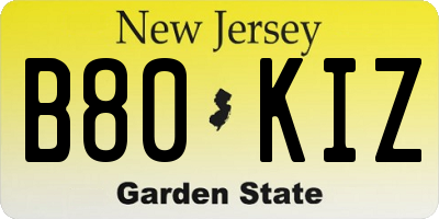 NJ license plate B80KIZ