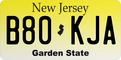 NJ license plate B80KJA