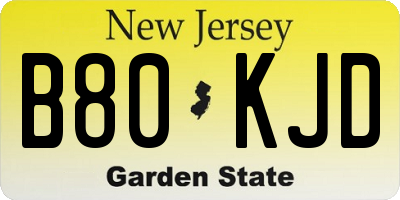 NJ license plate B80KJD