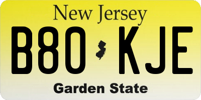 NJ license plate B80KJE