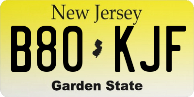 NJ license plate B80KJF