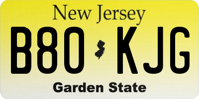 NJ license plate B80KJG