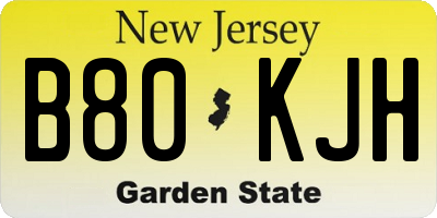 NJ license plate B80KJH