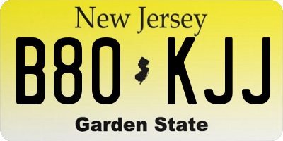 NJ license plate B80KJJ
