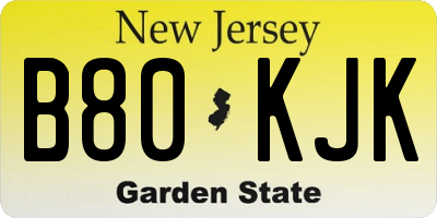NJ license plate B80KJK