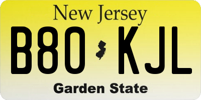 NJ license plate B80KJL