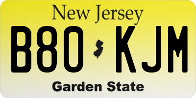 NJ license plate B80KJM