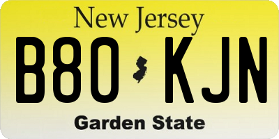 NJ license plate B80KJN